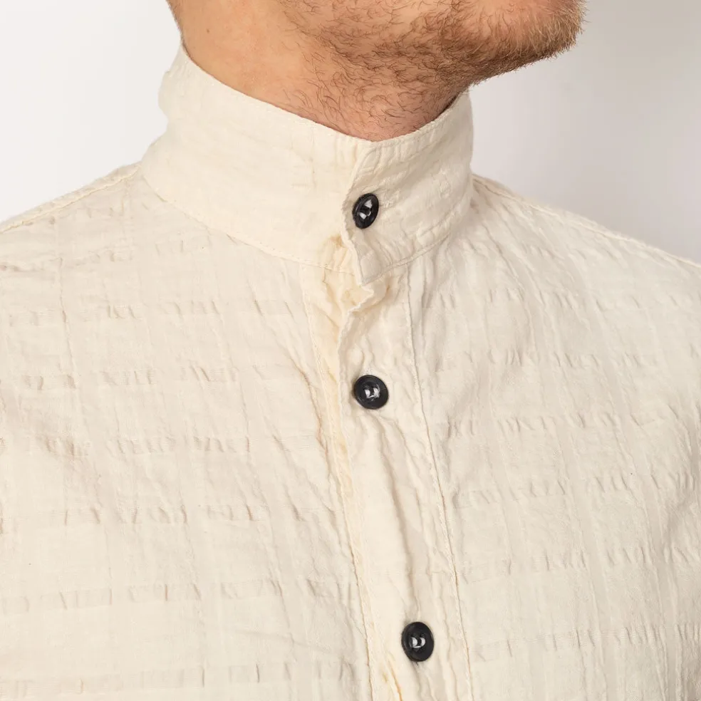 Short Sleeve Flipped Collar Shirt - Rinsed