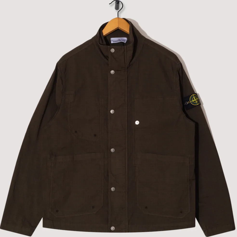 Short Stand Collar Jacket - Military Green