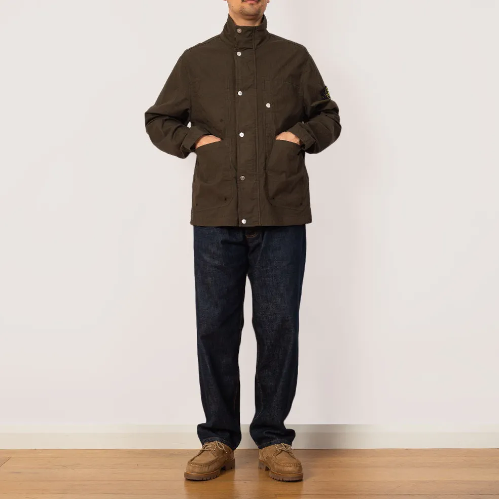 Short Stand Collar Jacket - Military Green