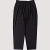 Single Pleated Wide Pants - Navy