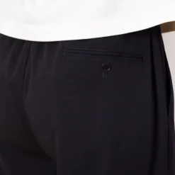 Single Pleated Wide Pants - Navy