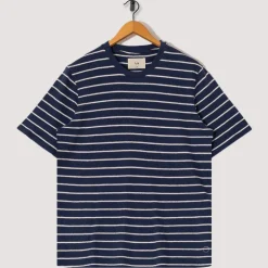 SS Textured Stripe Tee - Soft Navy/Ecru