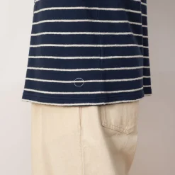 SS Textured Stripe Tee - Soft Navy/Ecru
