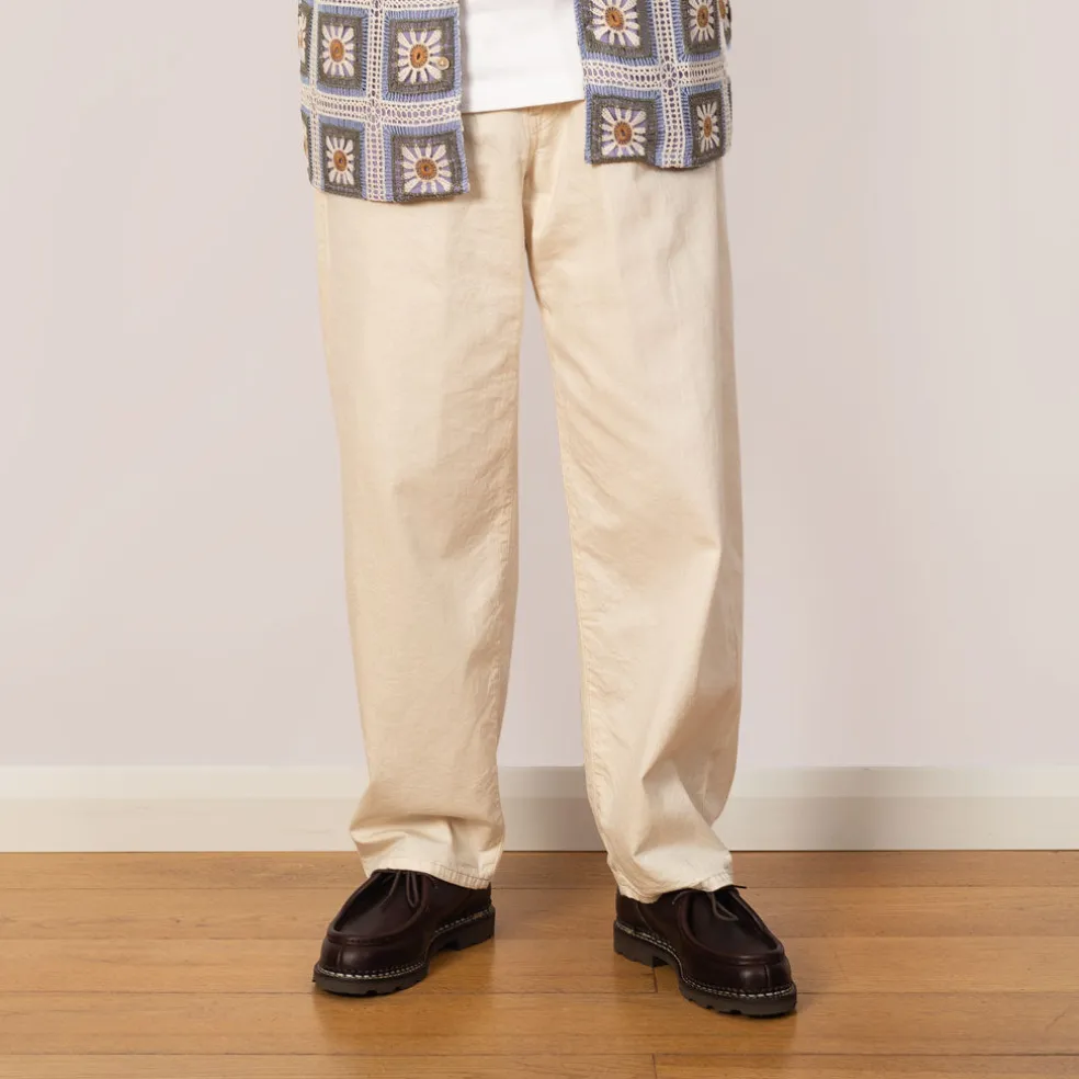 Tuck Belted Pants - Ecru