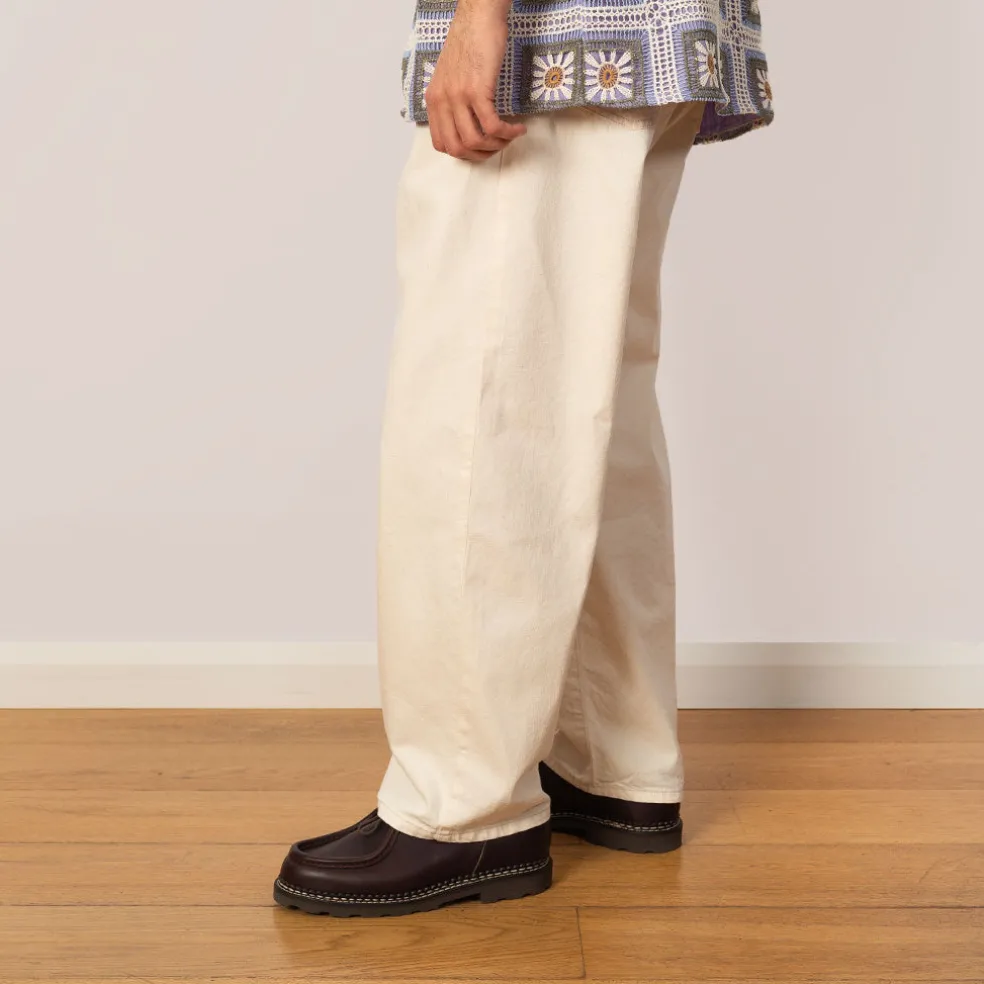 Tuck Belted Pants - Ecru