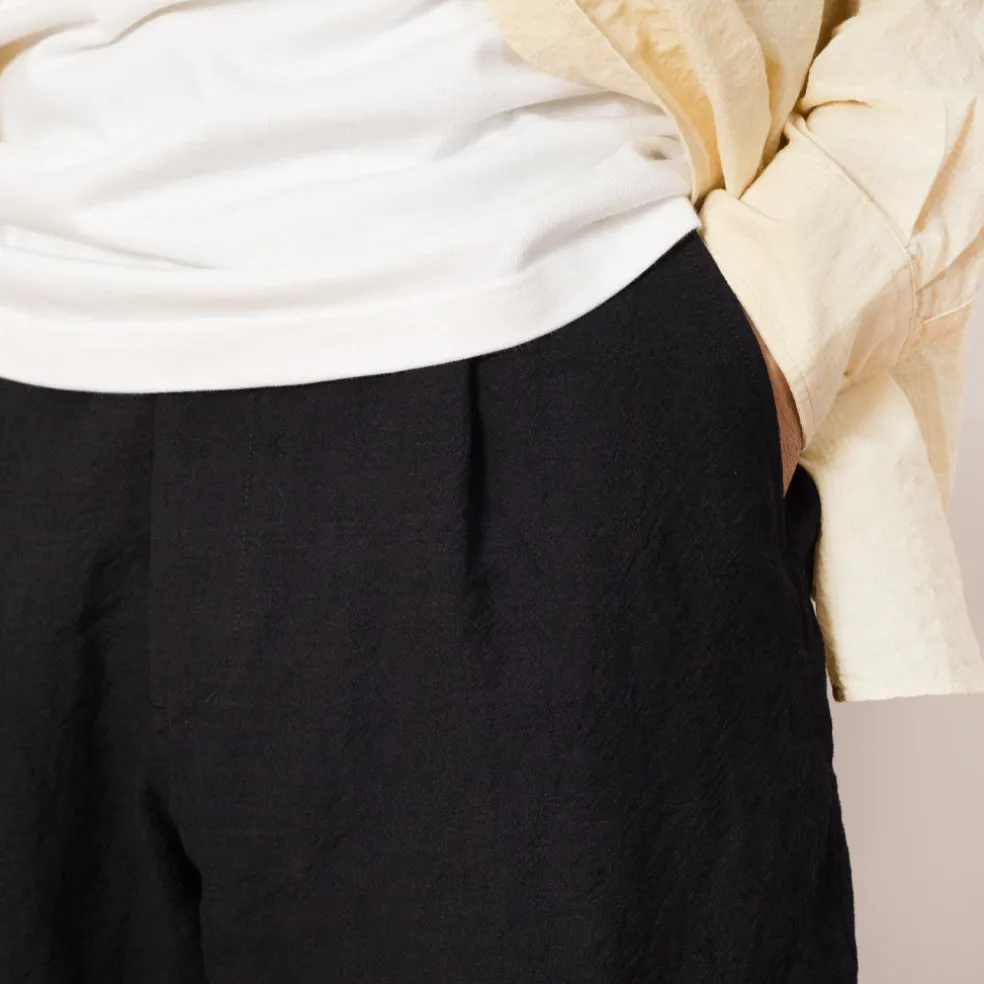 Tumbler Single Pleated Wide Pants - Navy