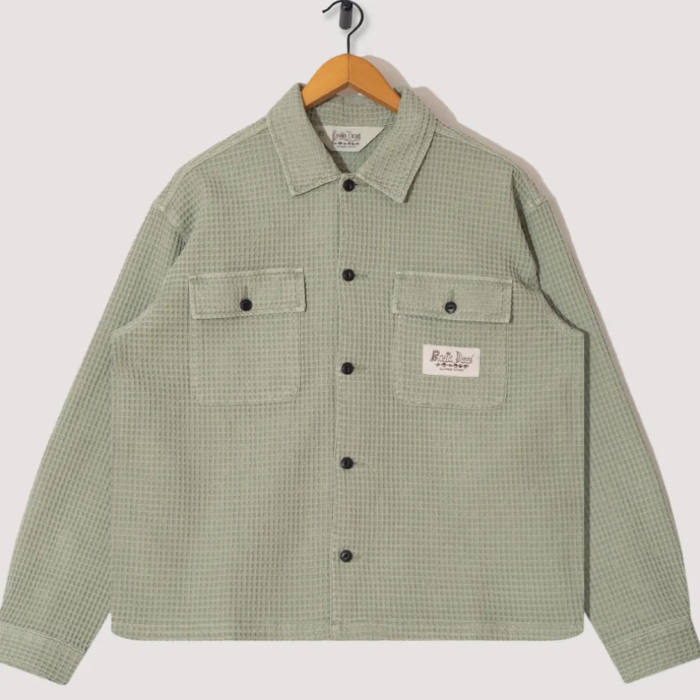 Waffle Button Front Shirt - Stone