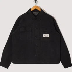 Waffle Button Front Shirt - Washed Black