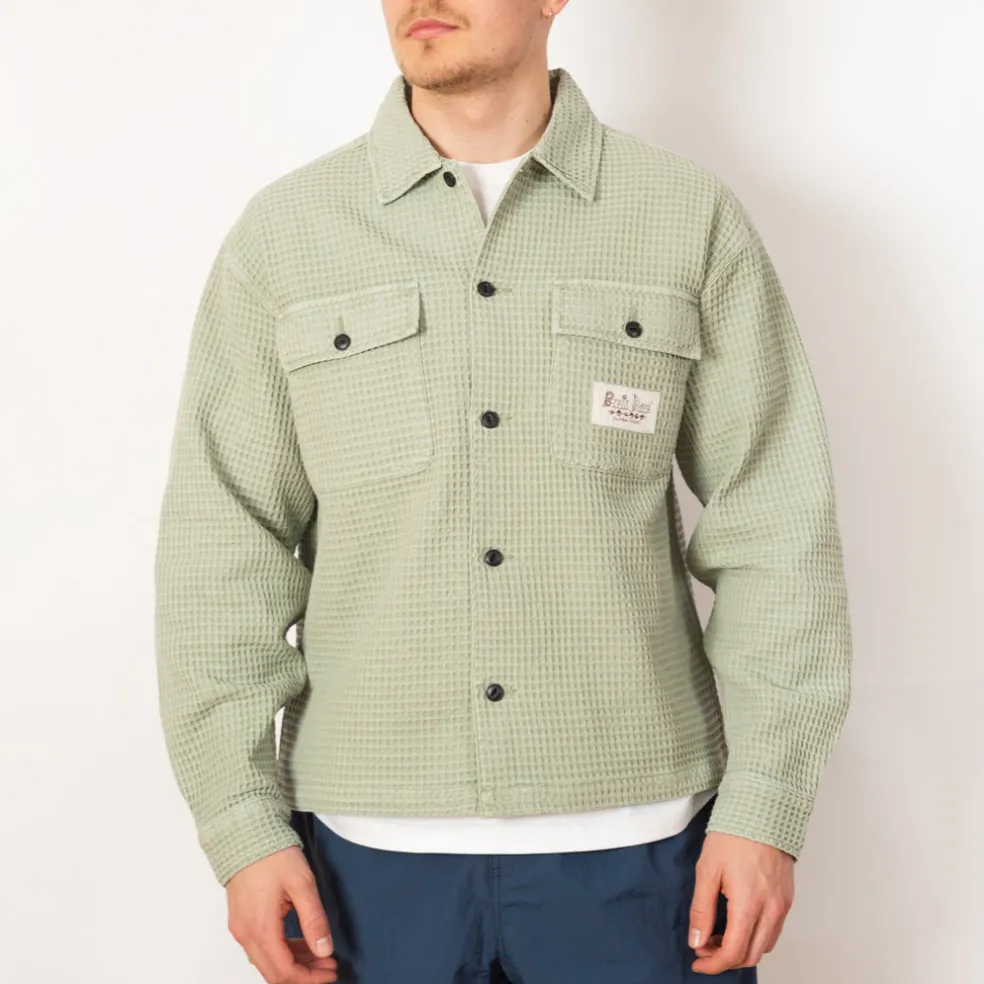 Waffle Button Front Shirt - Stone