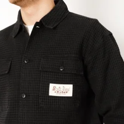 Waffle Button Front Shirt - Washed Black