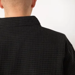 Waffle Button Front Shirt - Washed Black