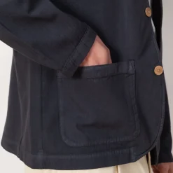 Wide Fit Blazer - Soft Navy Herringbone