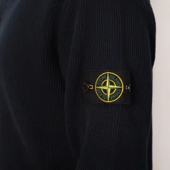 Zip Up Ribbed Funnel Knit - Navy Blue (V0020)